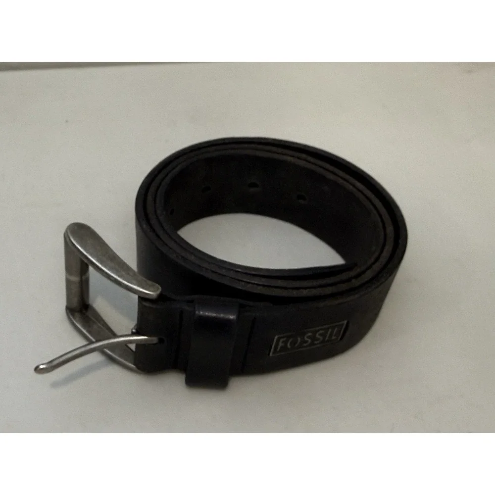 Fossil Vintage Men's Black Leather Belt Size 34